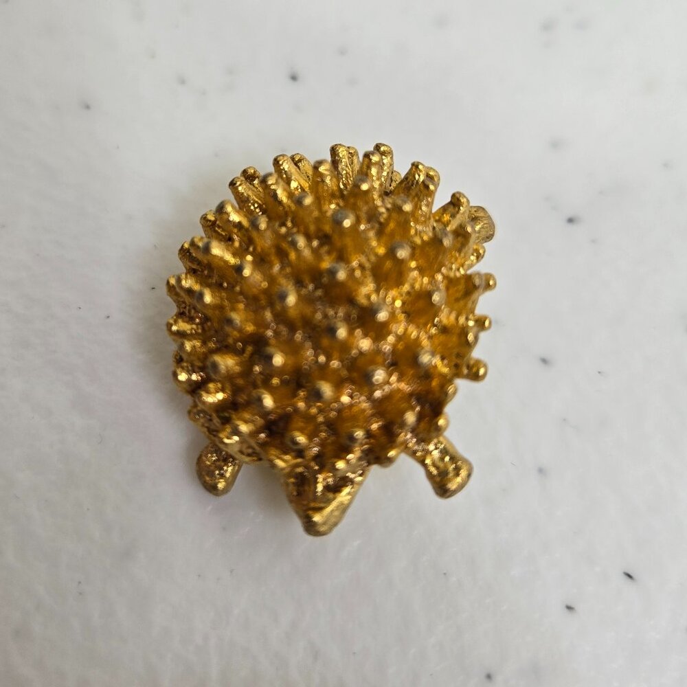 Vintage Hedgehog Brooch Pin Gold Tone Small Dainty Spiky Figural Animal
